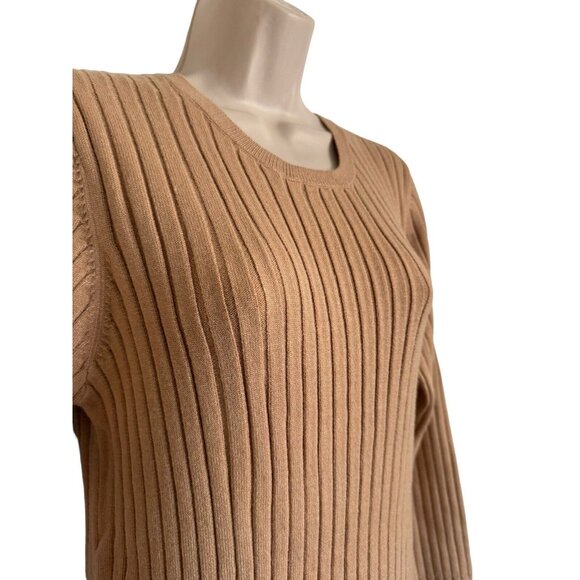 WAYF Dede & Emily BFF Collection Hollie Ribbed Knit Sweater Dress Camel Size L - Picture 10 of 15